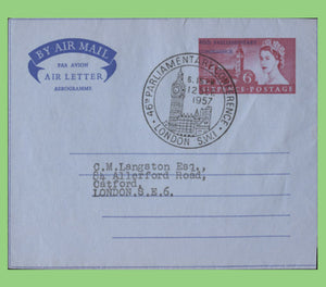 G.B. 1957 QEII Parliamentary Conference Air Letter with Special FDI cancel
