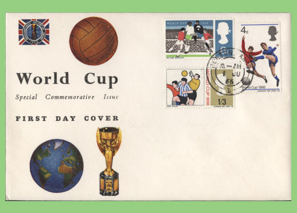 G.B. 1966 World Cup Football set on u/a First Day Cover, Bolton cds