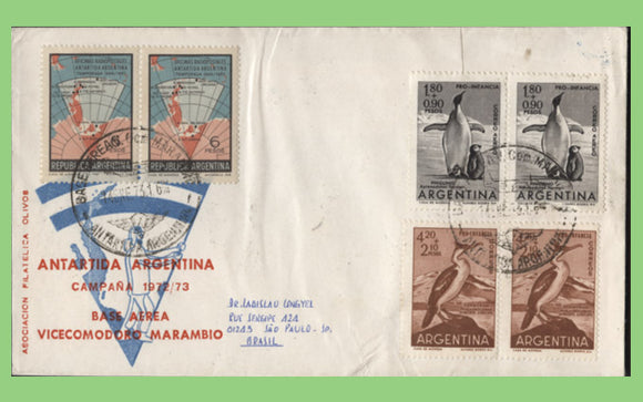 Argentina 1973 Antarctic Base Vice Comodoro Marimbio special cancel cover