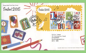 G.B. 2015 Smilers M/S on Royal Mail First Day Cover, Greetwell