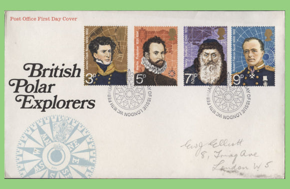 G.B. 1971 Polar Explorers set on Post Office First Day Cover, London WC