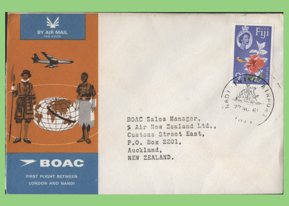 Fiji 1965 BOAC First Flight cover to New Zealand