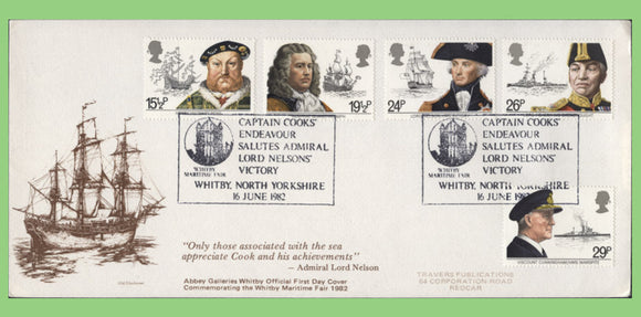 G.B. 1982 Maritime Heritage set on official Travers First day Cover, Whitby