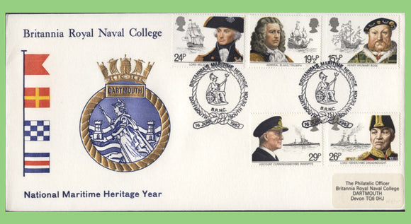 G.B. 1982 Maritime Heritage set on Britannia Naval College official First Day Cover, Dartmouth