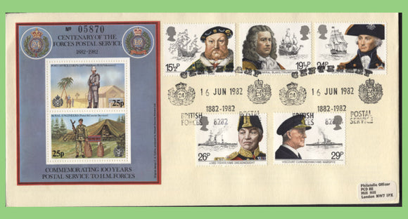G.B. 1982 Maritime Heritage set on Forces First Day Cover, 'Centenary' BFPS 8282
