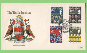 G.B. 1982 Textiles set on The Textile Institute official First Day Cover, Manchester