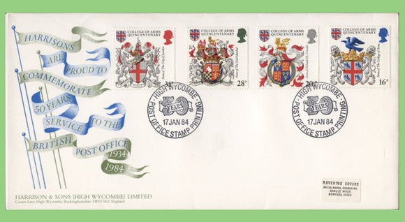 G.B. 1984 Heraldry set on official Harrison First Day Cover, High Wycombe