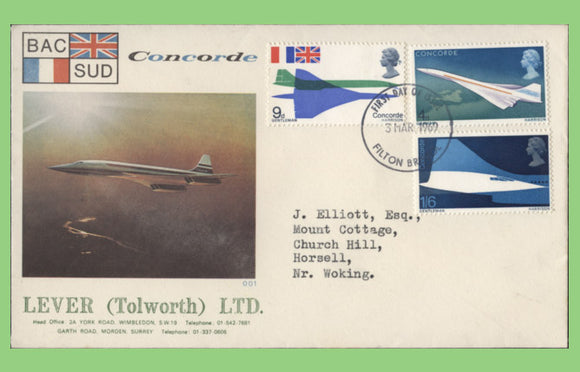 G.B. 1969 Concorde set on BAC/SUD First Day Cover, Filton