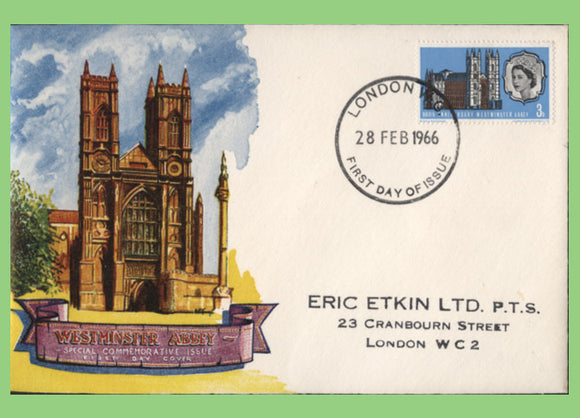 G.B. 1966 Westminster Abbey 3d phopshor Connoisseur First Day Cover, London WC