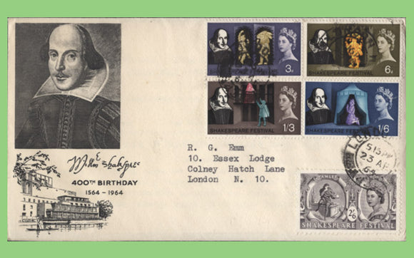 G.B. 1964 Shakespeare set on GPO First Day Cover, London