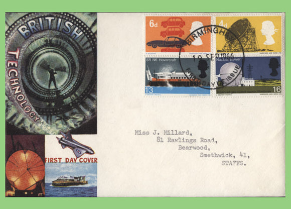 G.B. 1966 Technology set on Connoisseur First Day Cover, Birmingham (relevant)