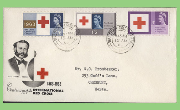G.B. 1963 Red Cross set on First Day Cover, Waltham Cross cds