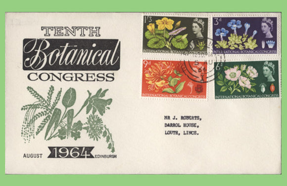 G.B. 1964 Int. Botanical Congress set on First Day Cover, Louth cds