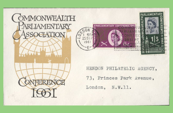 G.B. 1961 Commonwealth Parliamentary Conference set on First Day Cover, London Slogan