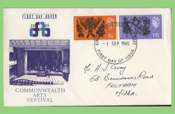 G.B. 1965 Commonwealth Arts Festival ordinary set First Day Cover, Kingston Upon Thames