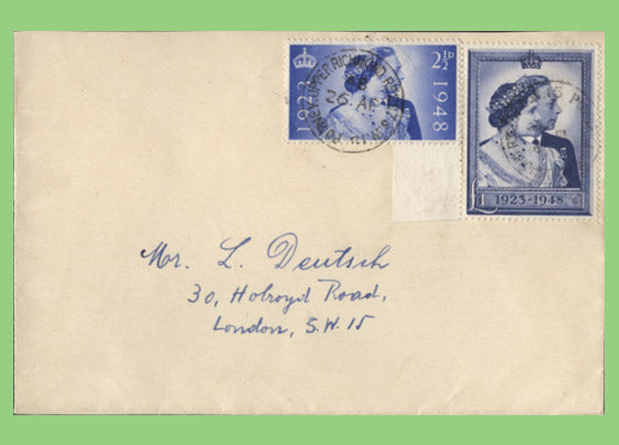 G.B. 1948 Silver Wedding set on plain First Day Cover