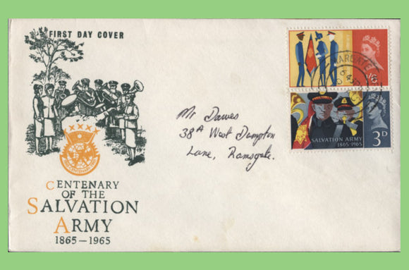 G.B. 1965 Salvation Army set on First Day Cover, Margate