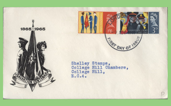 G.B. 1965 Salvation Army phosphor set on First Day Cover, London EC ( HQ of Salvation Army)