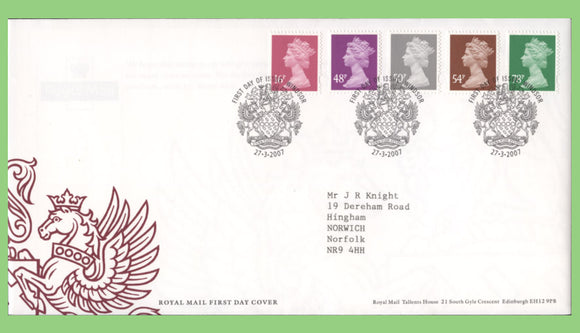 G.B. 2007 five definitives on Royal Mail First Day Cover, Windsor