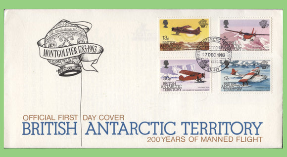British Antarctic Territory 1983 200 Years of Manned Flights, Aircrafts set on First Day Cover