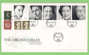 G.B. 2002 The Golden Jubilee set + 1st class & bkl stamps on u/a Royal Mail First Day Cover, Windsor cds