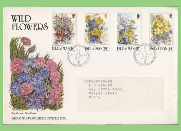 Isle of Man 1987 Wild Flowers set on First Day Cover, typed