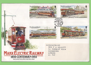 Isle of Man 1993 Manx Electric Railway set First Day Cover, with Address label