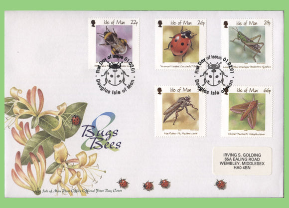 Isle of Man 2001 Bugs & Bees set on First Day Cover