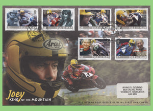 Isle of Man 2001 Joey, King of the Mountain, Motorcycle set on First Day Cover