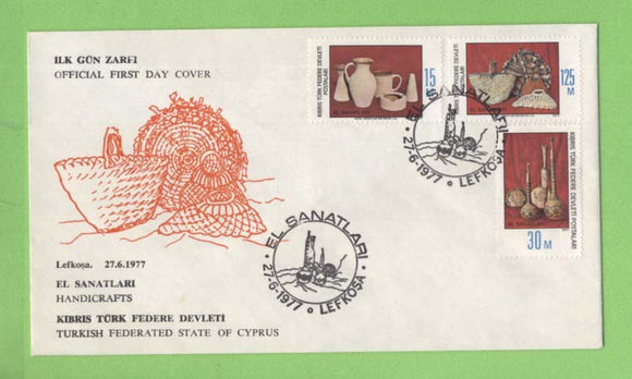 Cyprus (Turkish) 1977 Handicrafts set on First Day Cover