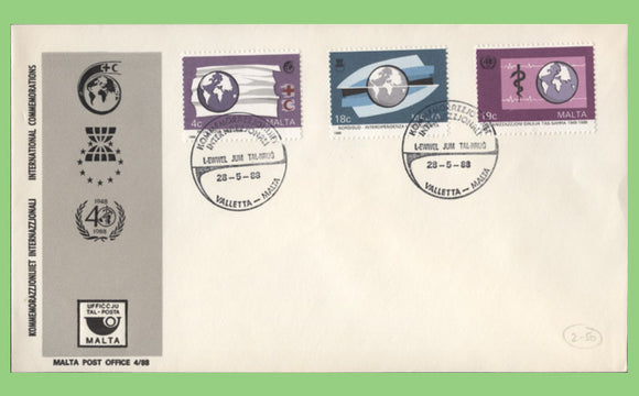 Malta 1988 Anniversaries and Events set on MPO First Day Cover, Valletta