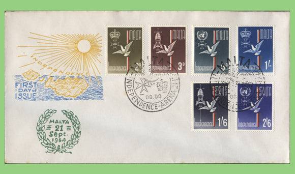Malta 1964 Independence set on First Day Cover, Special Cancel