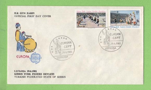 Cyprus (Turkish) 1981 Europa. Folklore set on First Day Cover