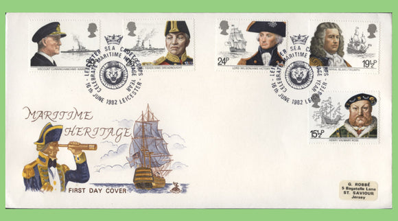 G.B. 1982 Maritime Heritage Mercury First Day Cover, Leicester Sea Cadet Corps