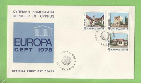 Cyprus 1978 Europa. Architecture set on First Day Cover