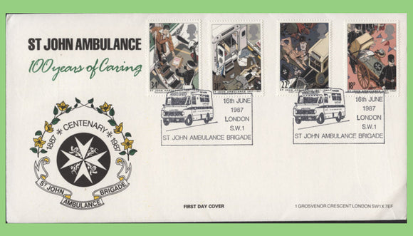 G.B. 1987 St Johns Ambulance set on Arlington First Day Cover, London SW1
