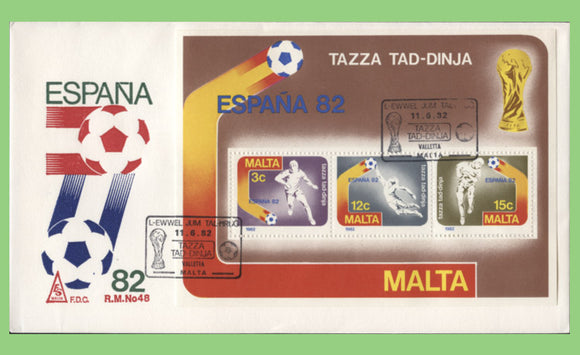 Malta 1982 Spain 82' Football miniature sheet on Fir5st Day Cover