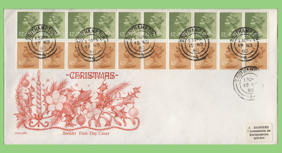 G.B. 1980 £1.20 Christmas booklet pane on Philart First Day Cover, Southampton