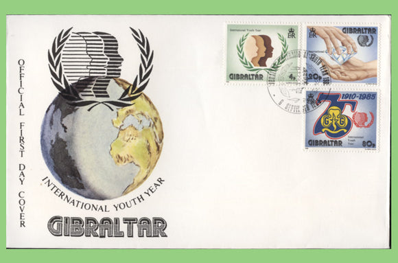 Gibraltar 1985 International Youth Year set First Day Cover