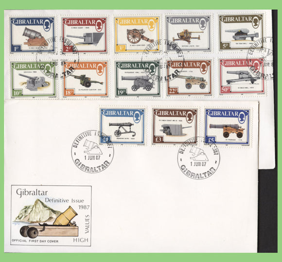 Gibraltar 1987 Cannons definitives on two First Day Covers