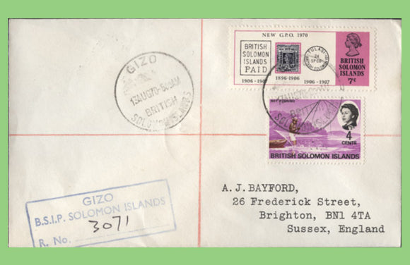British Solomon Islands 1970 Gizo registered cover