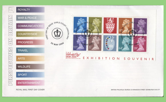 G.B. 2000 Stamp Show Palette M/S  Royal Mail u/a First Day Cover, Earls Court. London SW