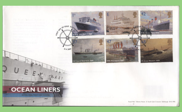 G.B. 2004 Ocean Liners set on u/a Royal Mail First Day Cover, Southampton