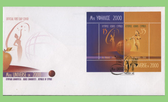 Cyprus 2000 MIss Universe mini sheet on First Day Cover