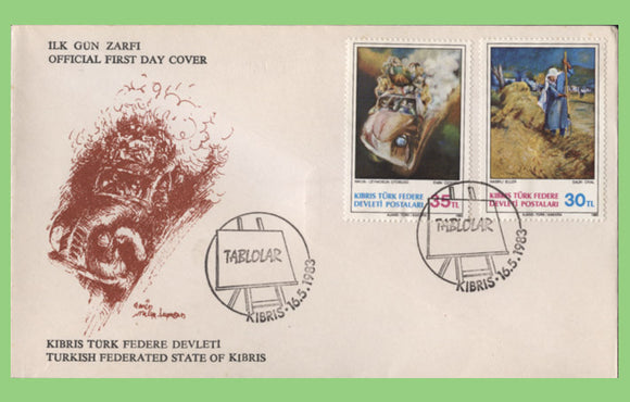 Cyprus (Turkish) 1983 Paintings set on First Day Cover