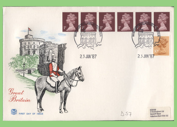 G.B. 1987 1p Readers Digest (H) coil on Royal Mail First Day Cover, Windsor