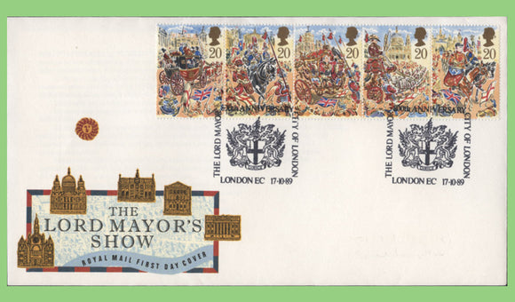 G.B. 1989 Lord Mayors Show set on Royal Mail First Day Cover, London EC