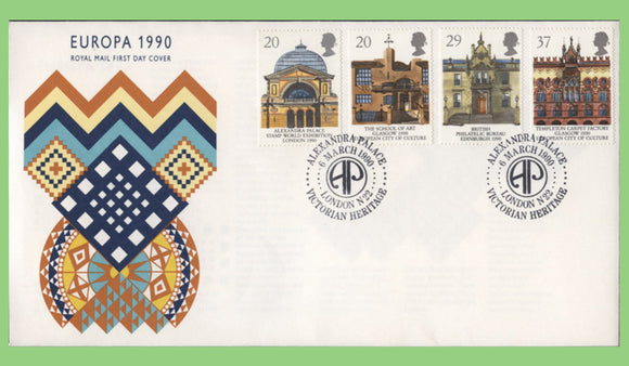 G.B. 1990 Europa Buildings set on Royal Mail First Day Cover, London N22
