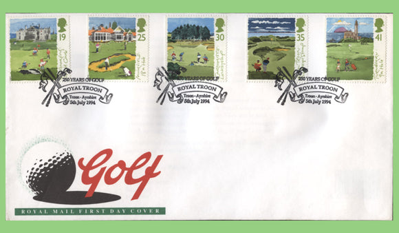 G.B. 1994 Golf set on Royal Mail First Day Cover, Troon Ayrshire