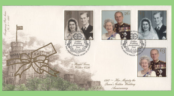 G.B. 1997 Golden Jubilee set on 4d Post First Day Cover, Windsor